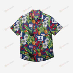 New York Giants Floral Button Up Hawaiian Shirt