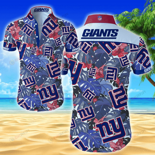 New York Giants Flower Pattern ??3D Printed Hawaiian Shirt