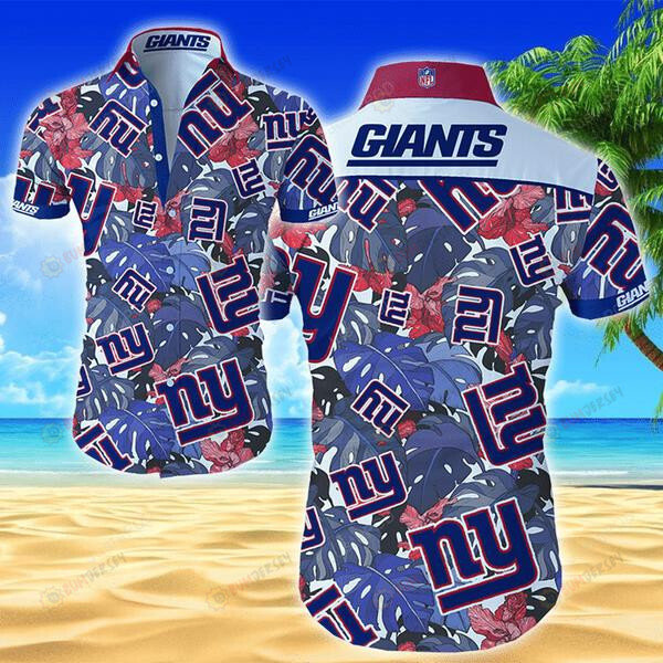 New York Giants Flower Pattern Hawaiian Shirt