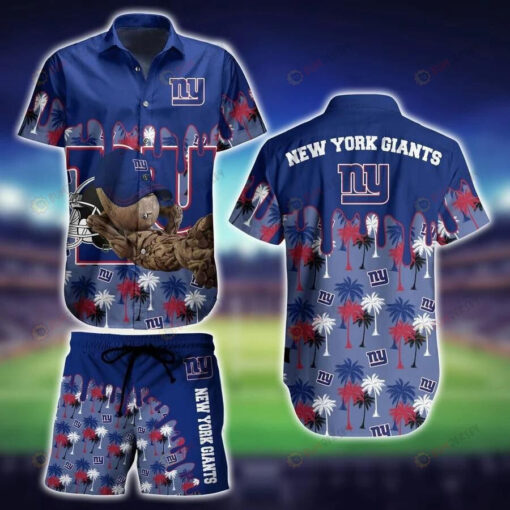 New York Giants Groot Curved Hawaiian Shirt Set Short Sleeve