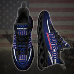 New York Giants Hexagon Pattern Custom Name 3D Max Soul Sneaker Shoes