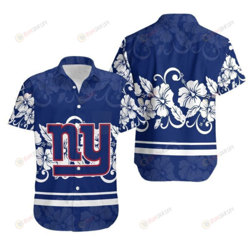 New York Giants Hibiscus Flowers ??3D Printed Hawaiian Shirt