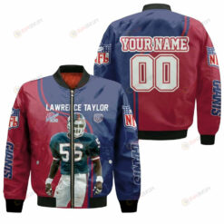 New York Giants Lawrence Taylor #56 Signature Customized Pattern Bomber Jacket