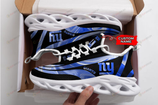 New York Giants Logo Color Stripe Pattern Custom Name 3D Max Soul Sneaker Shoes