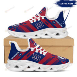 New York Giants Logo Custom Name Pattern 3D Max Soul Sneaker Shoes In Red And Blue