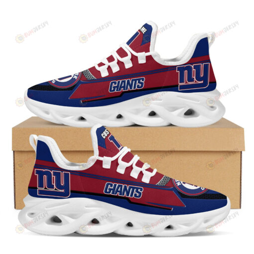 New York Giants Logo Line Pattern Custom Name 3D Max Soul Sneaker Shoes In Red Blue