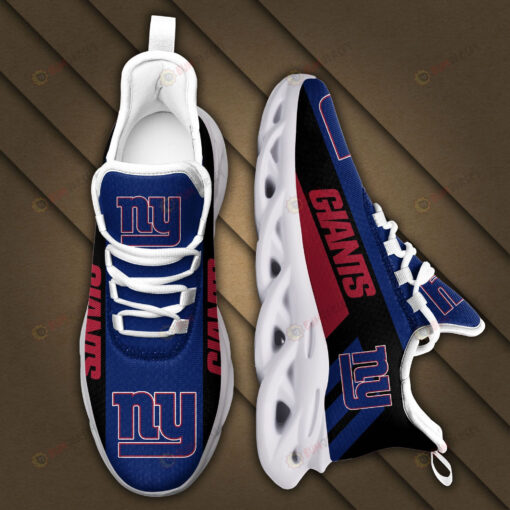 New York Giants Logo Pattern 3D Max Soul Sneaker Shoes In Blue Black Red