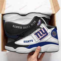 New York Giants Logo Pattern Air Jordan 13 Shoes Sneakers In Blue And Gray