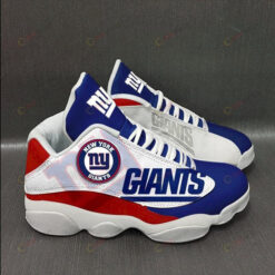 New York Giants Logo Pattern Air Jordan 13 Shoes Sneakers In Red And Blue