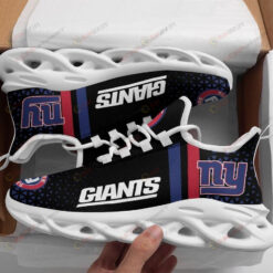 New York Giants Logo Pattern Custom Name 3D Max Soul Sneaker Shoes In Black