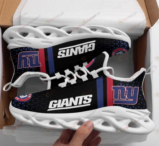 New York Giants Logo Pattern Custom Name 3D Max Soul Sneaker Shoes In Black