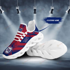 New York Giants Logo Pattern Custom Name 3D Max Soul Sneaker Shoes In Red Blue