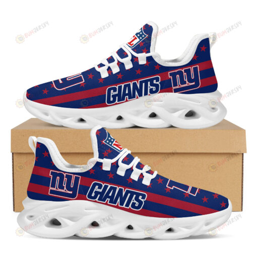 New York Giants Logo Stripe And Stars Pattern 3D Max Soul Sneaker Shoes