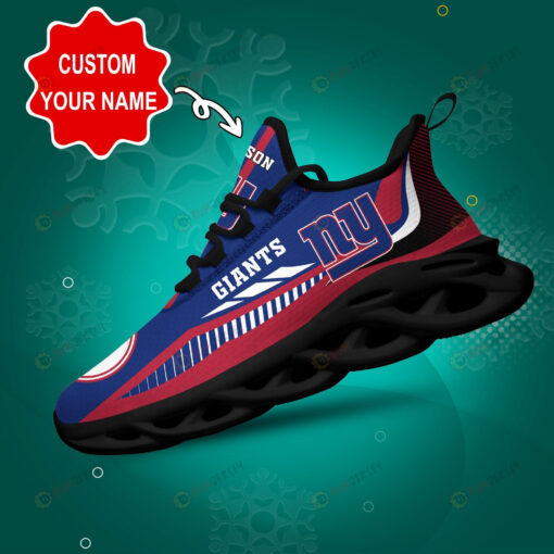 New York Giants Logo Stripe Line Pattern Custom Name 3D Max Soul Sneaker Shoes