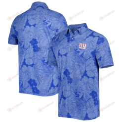 New York Giants Men Polo Shirt Floral Flowers Pattern Printed - Blue