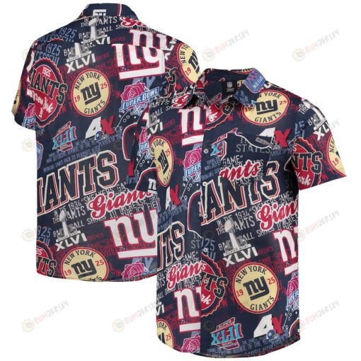 New York Giants Royal Thematic Button-Up Hawaiian Shirt