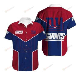 New York Giants Short Sleeve Curved Hawaiian Shirt