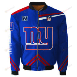 New York Giants Team Logo Pattern Bomber Jacket - Blue