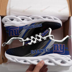 New York Giants Triangle Custom Name 3D Max Soul Sneaker Shoes In Black Blue