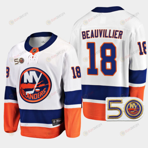 New York Islanders Anthony Beauvillier 18 2022-23 50th Anniversary White 18 Jersey Away