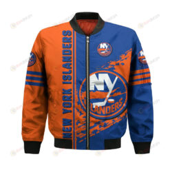 New York Islanders Bomber Jacket 3D Printed Logo Pattern In Team Colours