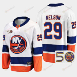 New York Islanders Brock Nelson 2022-23 50th Anniversary White 29 Jersey Away