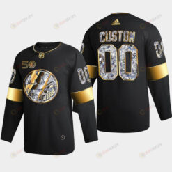 New York Islanders Custom 00 Golden Diamond Black 2022-23 Jersey 50th Anniversary