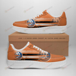 New York Islanders Logo Stripe Pattern Air Force 1 Printed In Orange