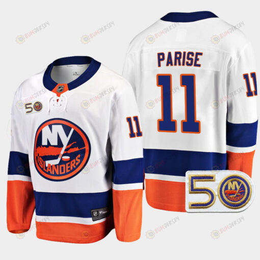 New York Islanders Zach Parise 2022-23 50th Anniversary White 11 Jersey Away