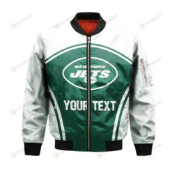 New York Jets Bomber Jacket 3D Printed Custom Text And Number Curve Style Sport