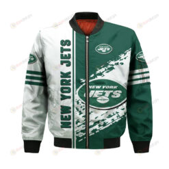 New York Jets Bomber Jacket 3D Printed Logo Pattern In Team Colours