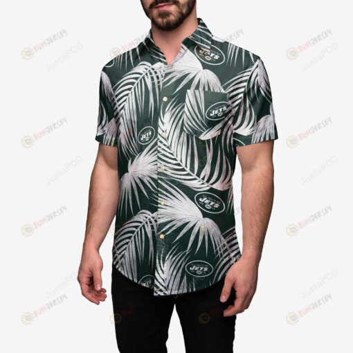 New York Jets Curved Hawaiian Shirt Short Sleeve