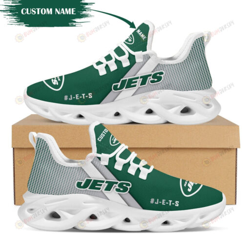 New York Jets Custom Name 3D Max Soul Sneaker Shoes In Green