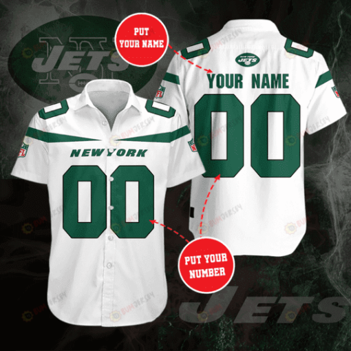 New York Jets Custom Name And Number Curved Hawaiian Shirt