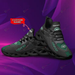 New York Jets Custom Name Black 3D Max Soul Sneaker Shoes