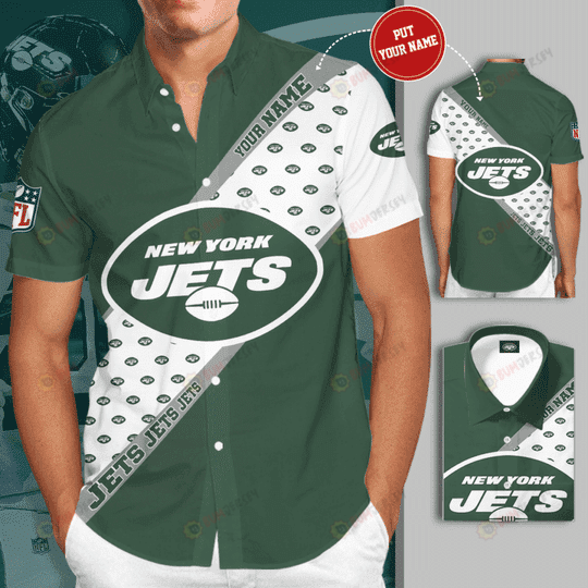 New York Jets Custom Name Curved Hawaiian Shirt