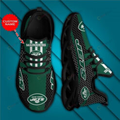 New York Jets Custom Name Hexagon pattern 3D Max Soul Sneaker Shoes