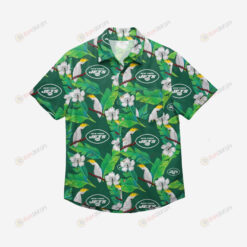 New York Jets Floral Button Up Hawaiian Shirt