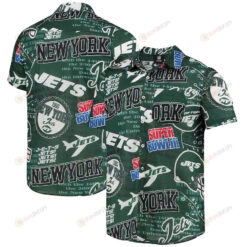 New York Jets Green Thematic Button-Up Hawaiian Shirt