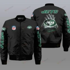 New York Jets Logo Bomber Jacket - Black