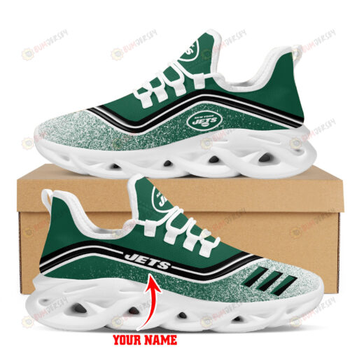 New York Jets Logo Border Pattern Custom Name 3D Max Soul Sneaker Shoes