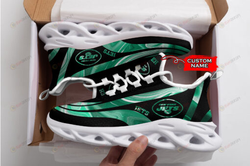 New York Jets Logo Color Stripe Pattern Custom Name 3D Max Soul Sneaker Shoes