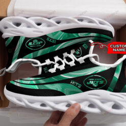 New York Jets Logo Color Stripe Pattern Custom Name 3D Max Soul Sneaker Shoes