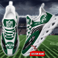 New York Jets Logo Curved Line Custom Name 3D Max Soul Sneaker Shoes