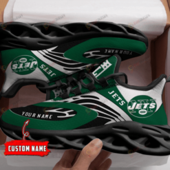 New York Jets Logo Custom Name Green 3D Max Soul Sneaker Shoes