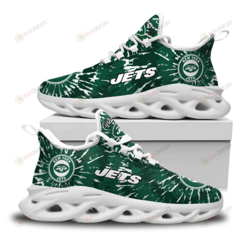 New York Jets Logo Custom Name Tie Dye Pattern 3D Max Soul Sneaker Shoes