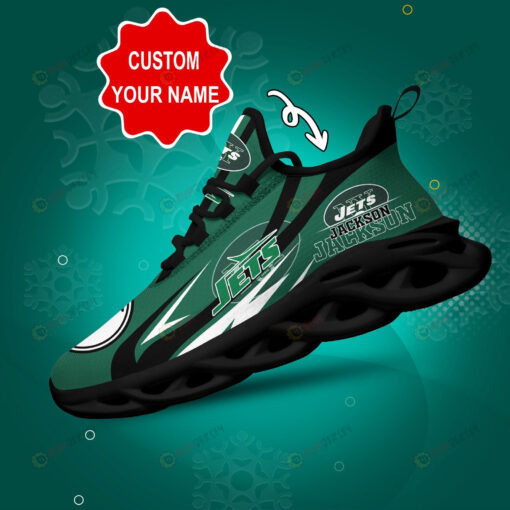 New York Jets Logo Line Pattern Custom Name 3D Max Soul Sneaker Shoes