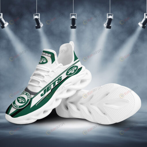 New York Jets Logo Pattern Custom Name 3D Max Soul Sneaker Shoes In Green White