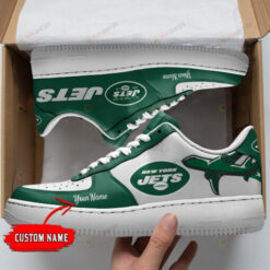 New York Jets Logo Pattern Custom Name Air Force 1 Printed In Green White