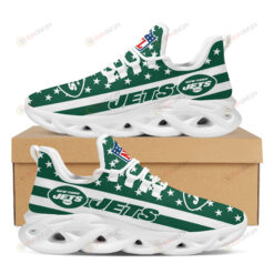 New York Jets Logo Stripe And Stars Pattern 3D Max Soul Sneaker Shoes In Green